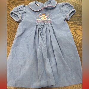 Claire & Charlie Blue periwinkle Corduroy Dress with Snowman Embroidery 18 mo